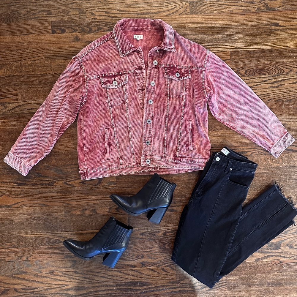 Pink/Red Washed Studded Jacket